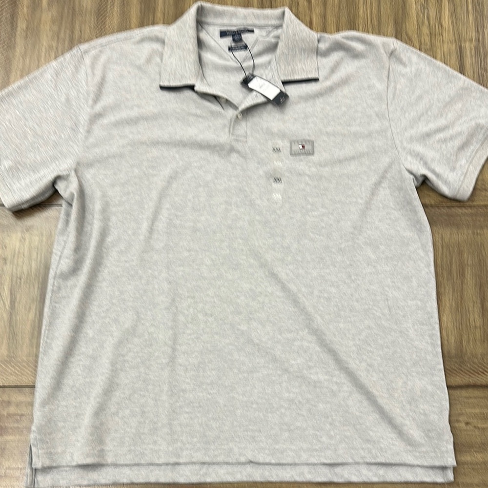 Tommy Hilfiger Gray Polo Shirt Soft Knit Short-Sleeved